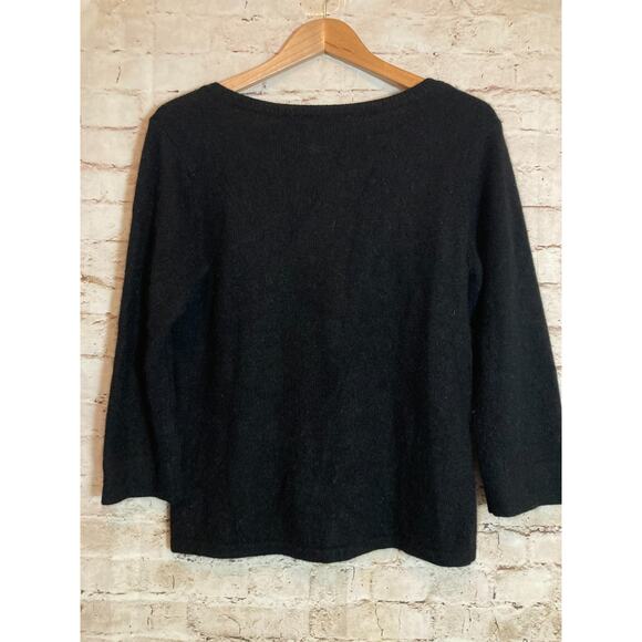 Studio Liz Claiborne Angora Sweater Womens Medium Black Boxy Popover Capsule - Picture 10 of 12